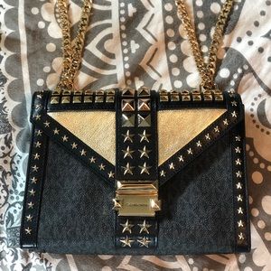 Michael Kors Logo&Leather Convertible Shoulder Bag